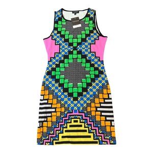 NWT Topshop Dress‎ Size US 6 UK 10 Geometric Multicolor Sleeveless Mini Party